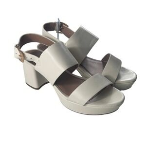 Aerosoles Womens White Platform Block Heel Sandals Size 9.5 NEW